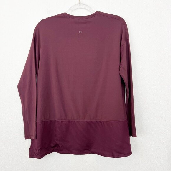 Lululemon Womens 2 Maroon Ease of Mind Long Sleeve Peplum Athletic Top - Picture 2 of 7